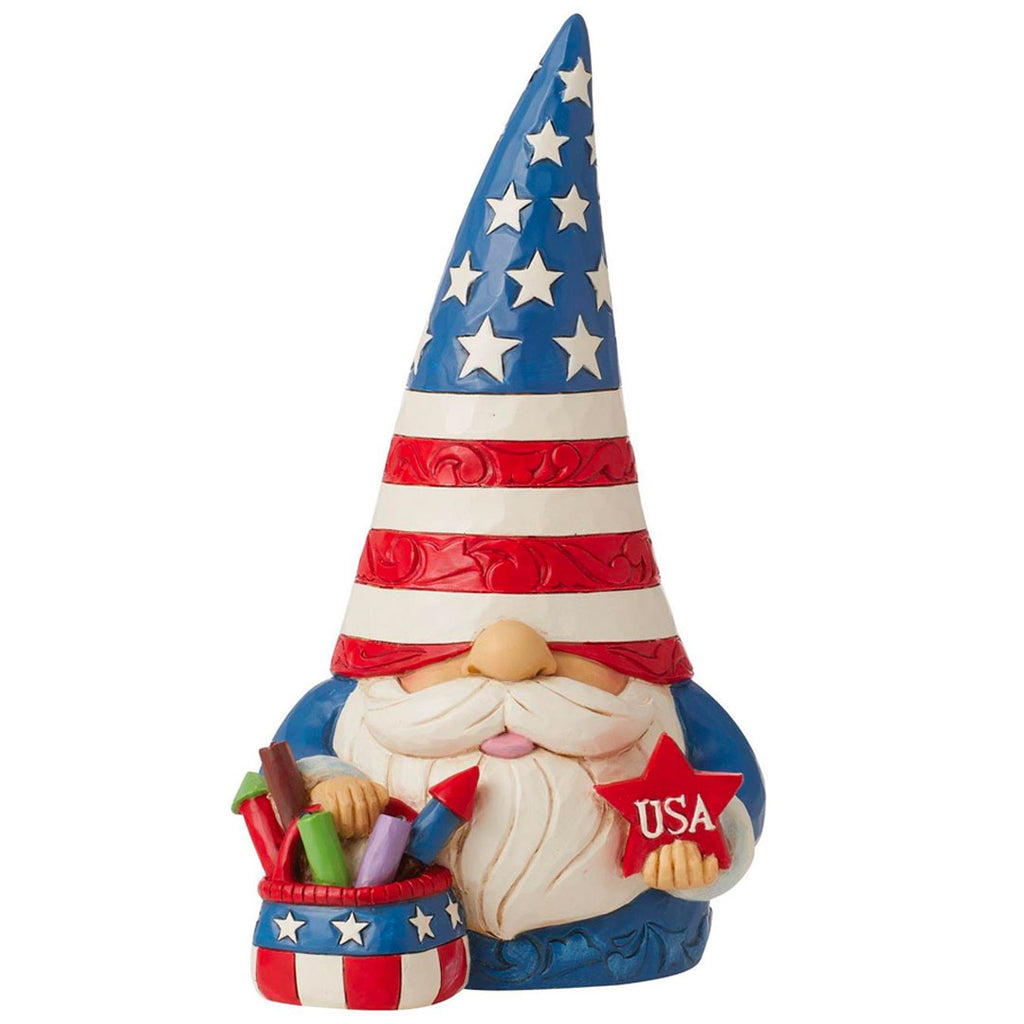 Jim Shore Patriotic Gnome Fireworks Figurine 7.5" front