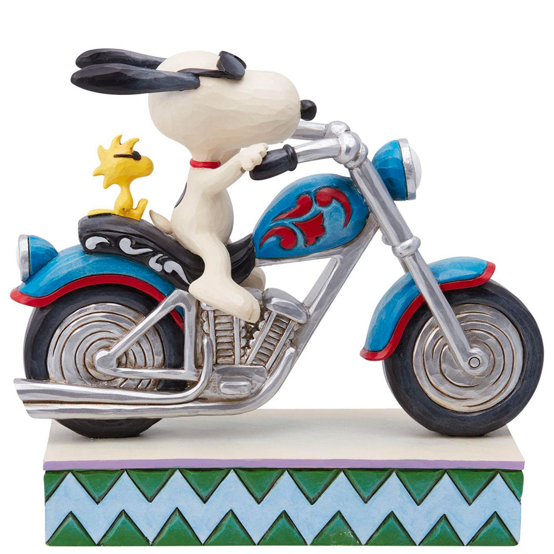 Jim Shore Snoopy & Woodstock Riding Moto 5.98" side