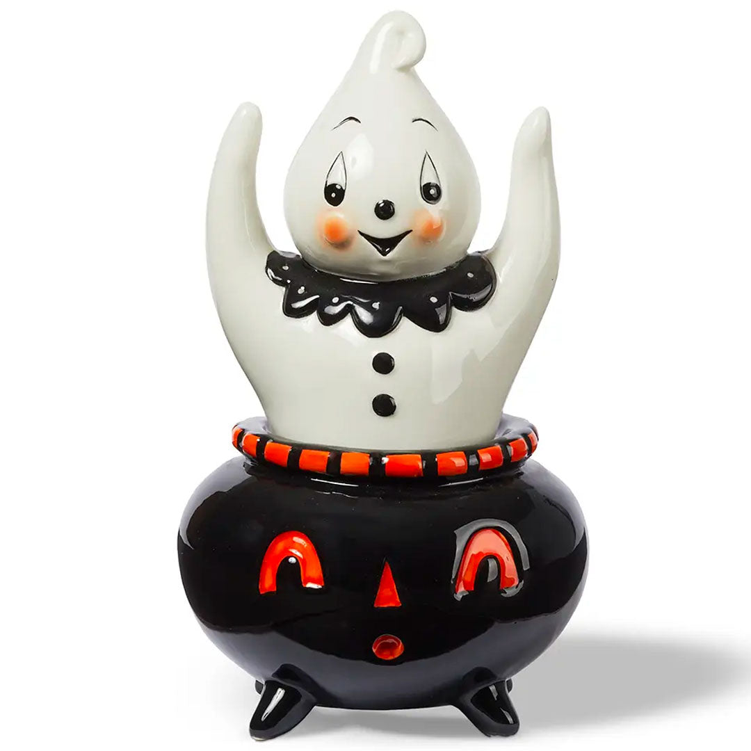 Johanna Parker Carnival Cottage Eek! Ghost Canister 8.25" front