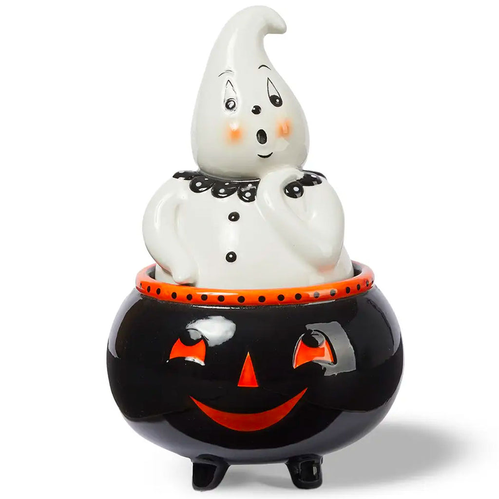 Johanna Parker Carnival Cottage Boo! Ghost Canister 8.25" front
