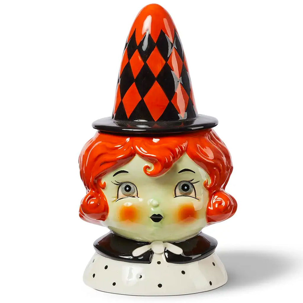 Johanna Parker Carnival Cottage Witch Canister Red Hair 8.27" front