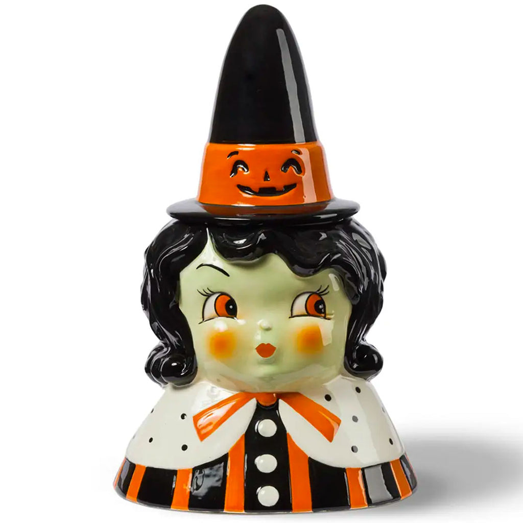 Johanna Parker Carnival Cottage Witch Cookie Jar 10.875" front