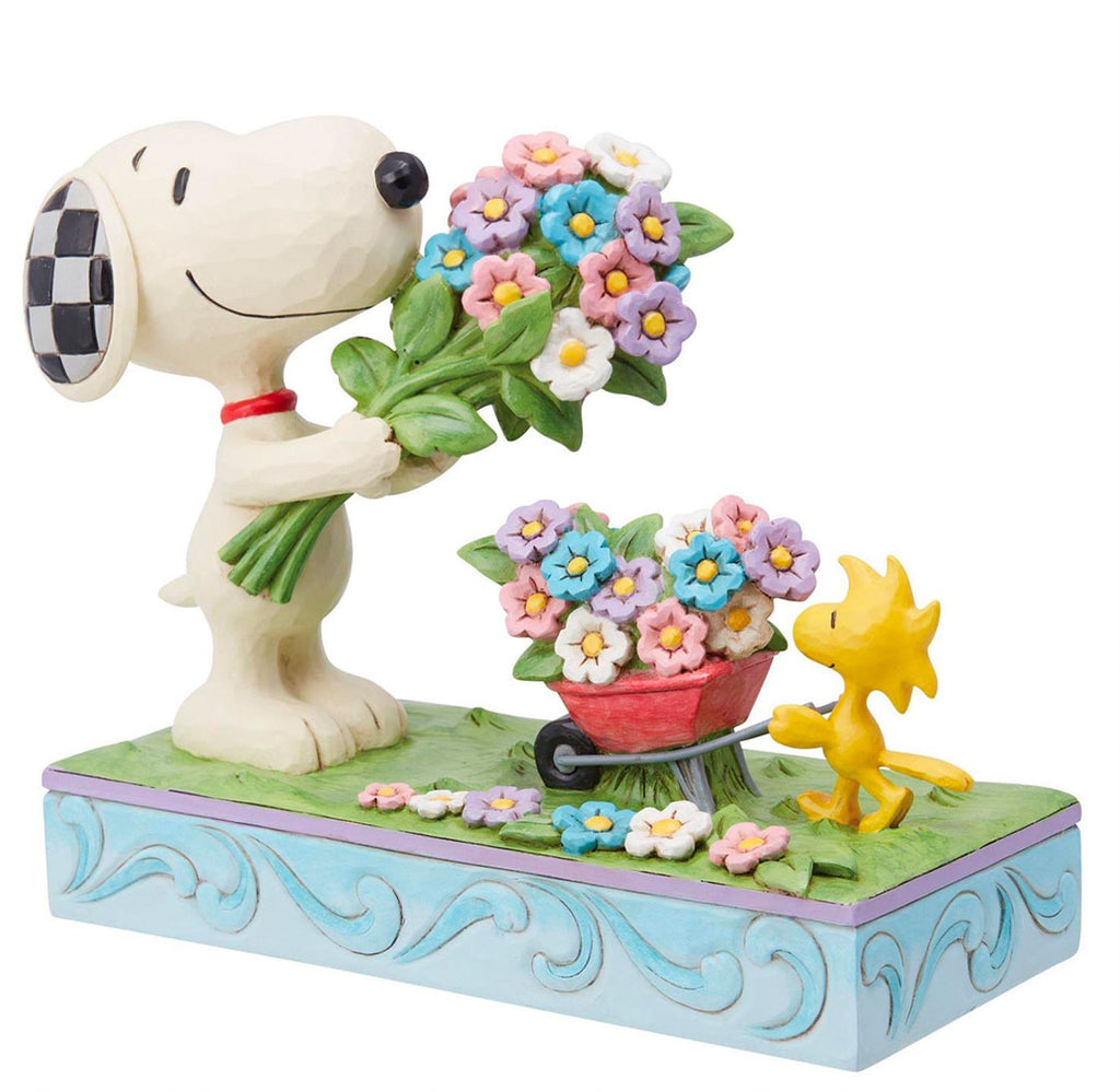 Jim Shore Snoopy Flowers & Woodstock 6" side