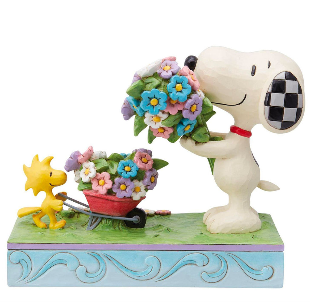 Jim Shore Snoopy Flowers & Woodstock 6" side