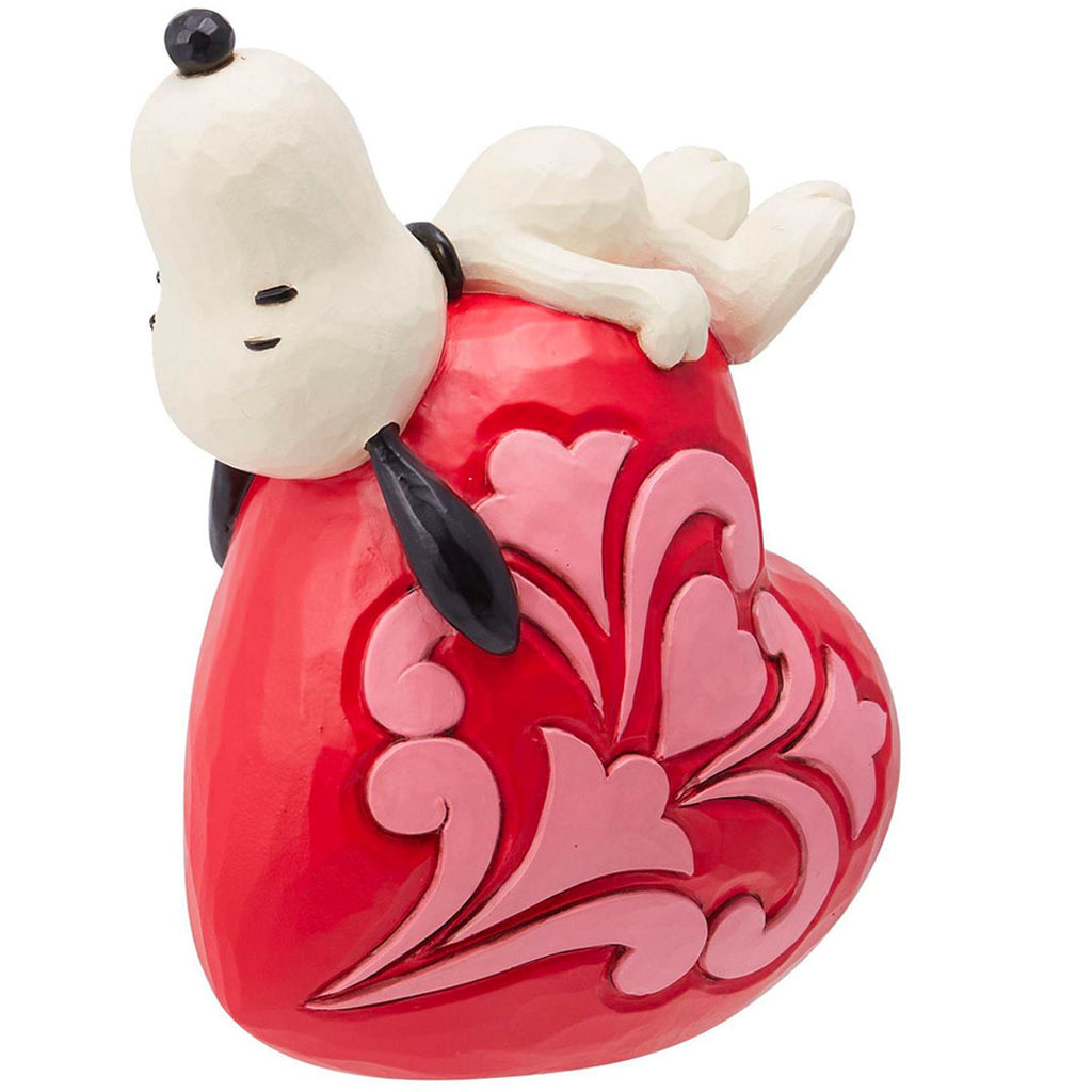 Jim Shore Snoopy Laying On Heart 5.25" side