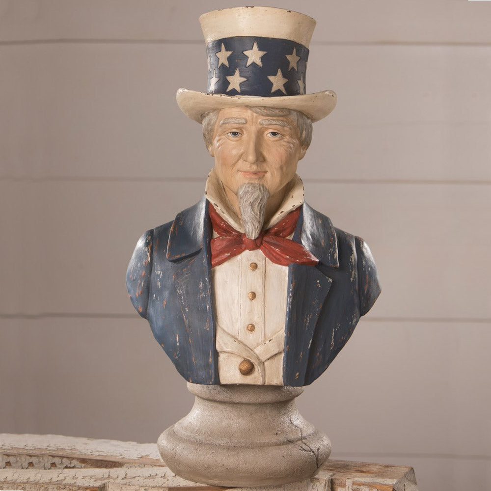 Uncle Sam Bust by Bethany Lowe, Vintage patriotic Decoration