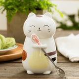 Cat 3D Ceramic Mugs with Spoon - set of 4