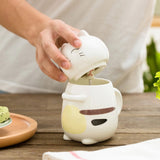 Cat 3D Ceramic Mugs with Spoon - set of 4
