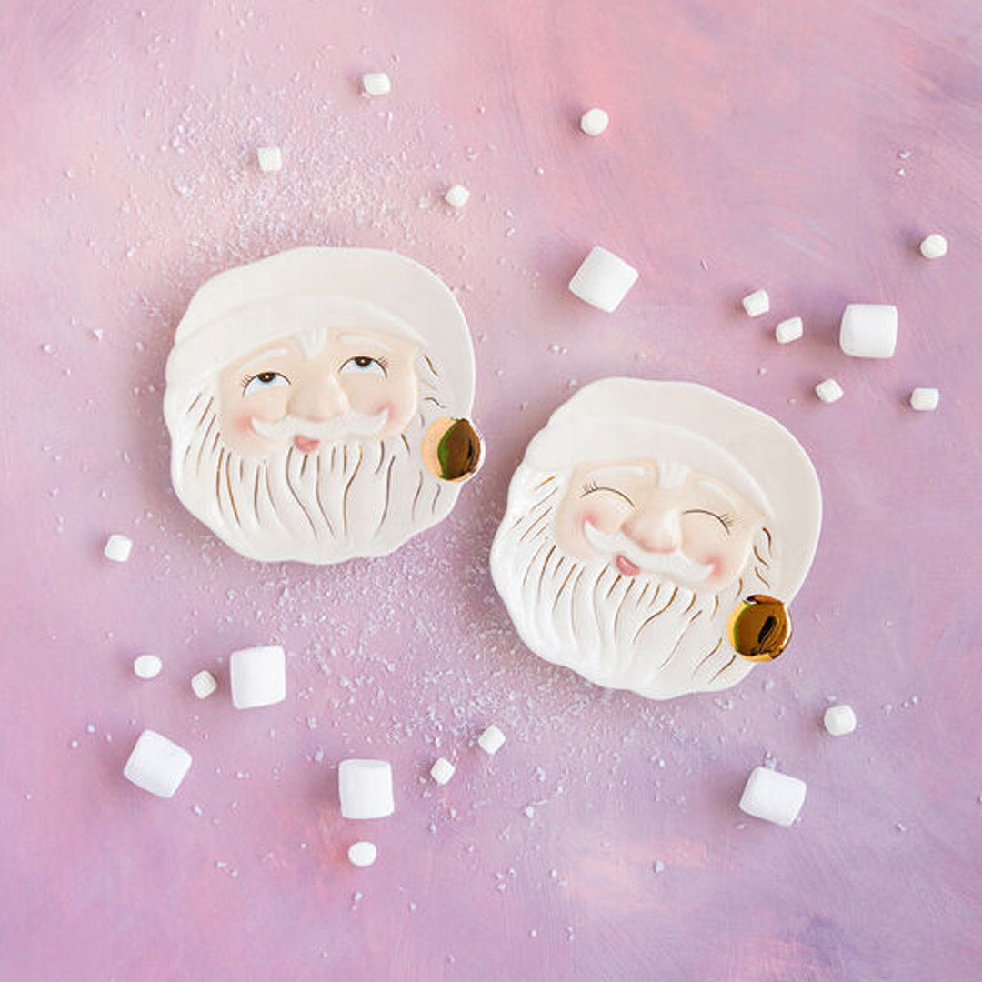 Cream Papa Noel Plate by Glitterville