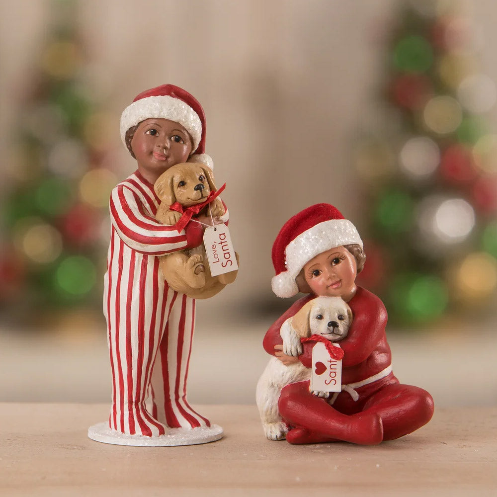 David's Christmas Puppy Surprise Figurine by Bethany Lowe  set