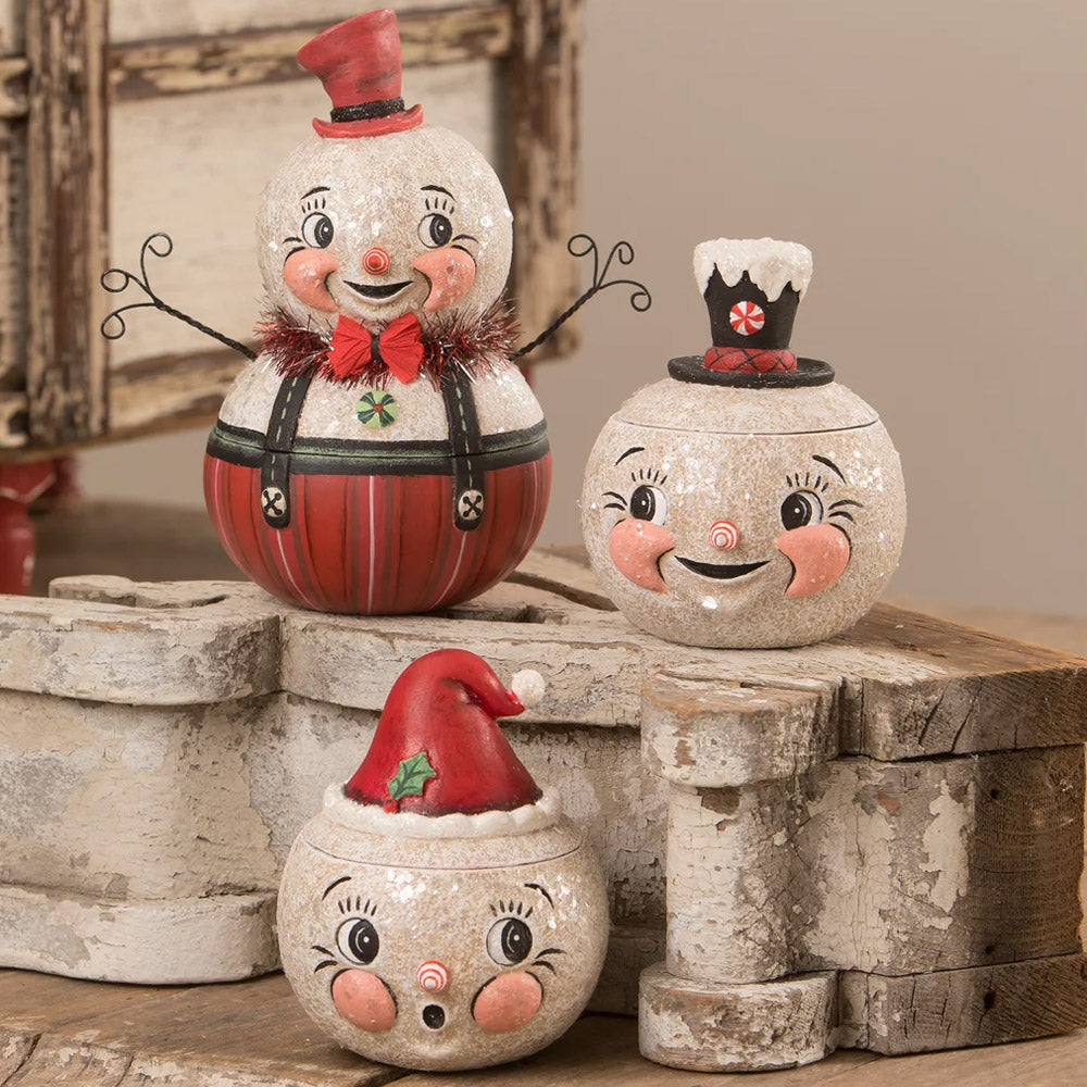 Double Cane Conrad Jar Christmas Folk Art by Johanna Parker set