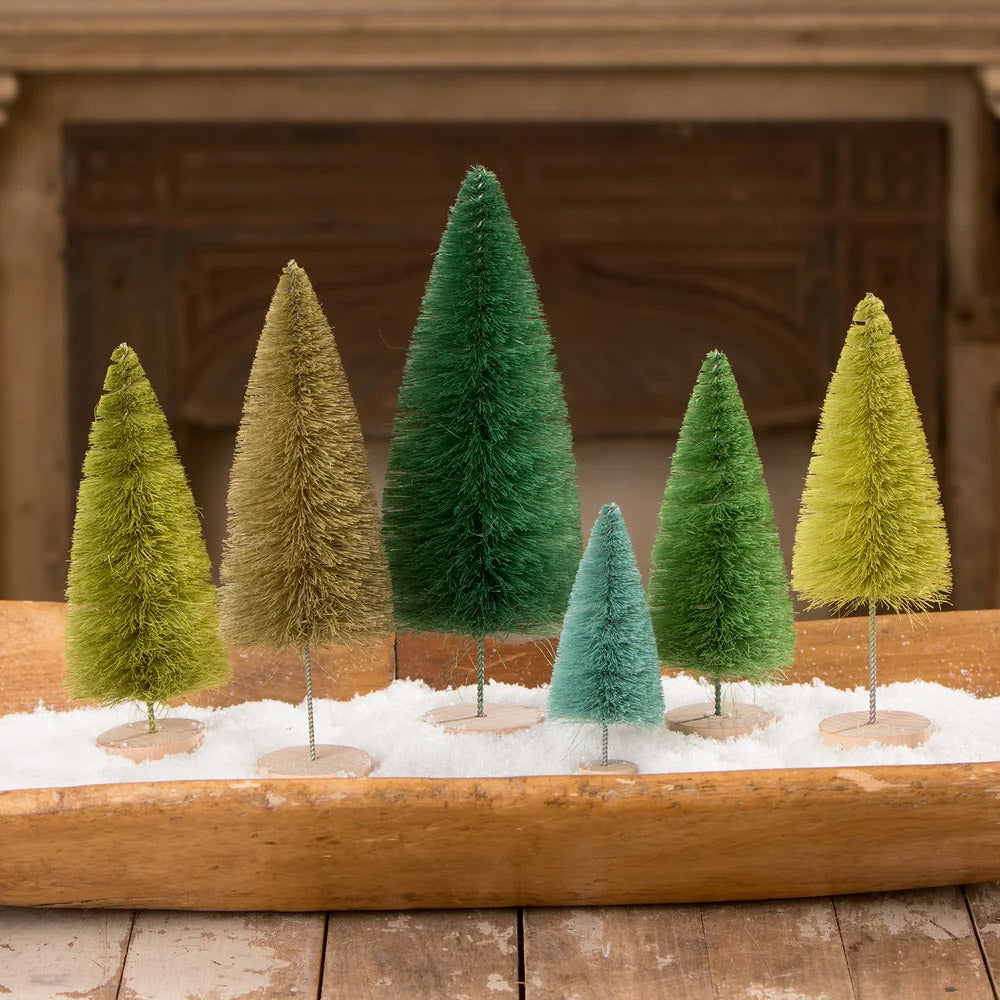 Bethany Lowe Designs Hues of Green Bottle Brush Trees by Bethany Lowe - Set of 6