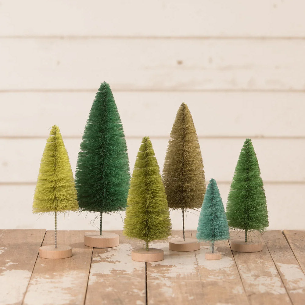 Bethany Lowe Designs Hues of Green Bottle Brush Trees by Bethany Lowe - Set of 6 set