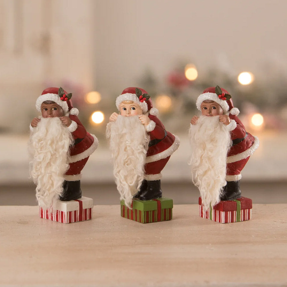 Leo's Santa Dress Up Christmas Figurine by Bethany Lowe  set 2