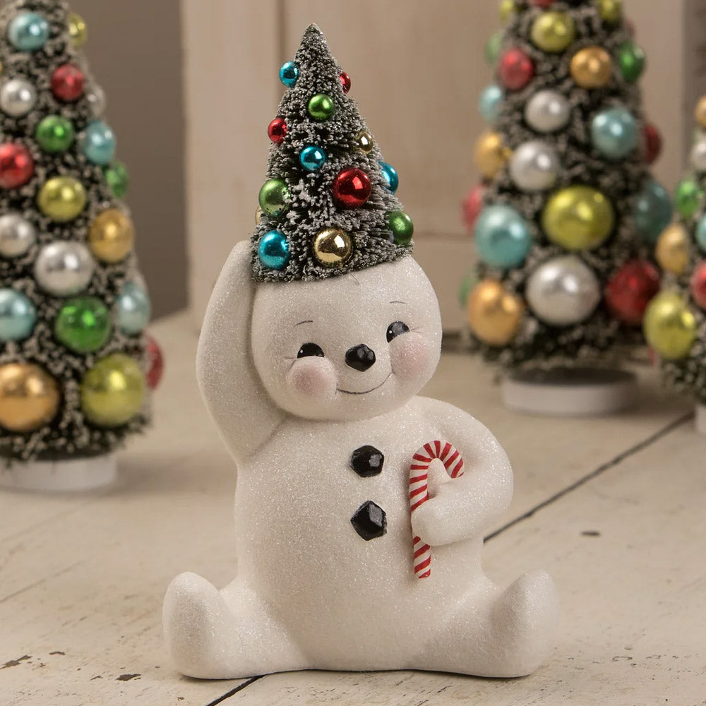 Bethany Lowe Designs Retro Candy Cane Snowman With Tree Medium front
