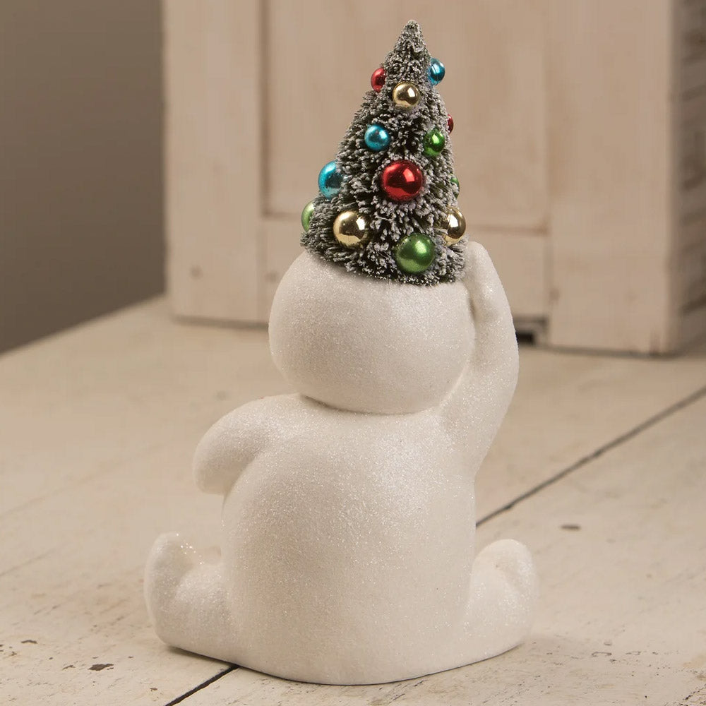 Bethany Lowe Designs Retro Candy Cane Snowman With Tree Medium back