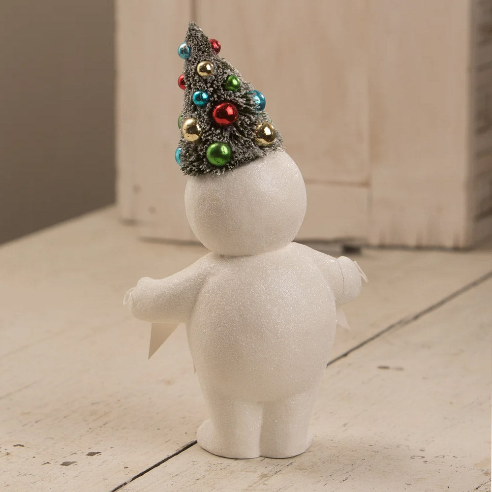 Retro Merry Snowman With Tree Medium Figurine by Bethany Lowe back