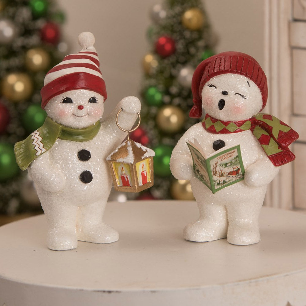 Caroling Snowman Christmas Figurine by Bethany Lowe  set