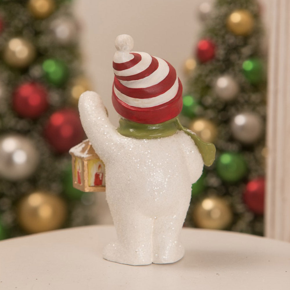 Lighting the Way Snowman Christmas Figurine by Bethany Lowe back