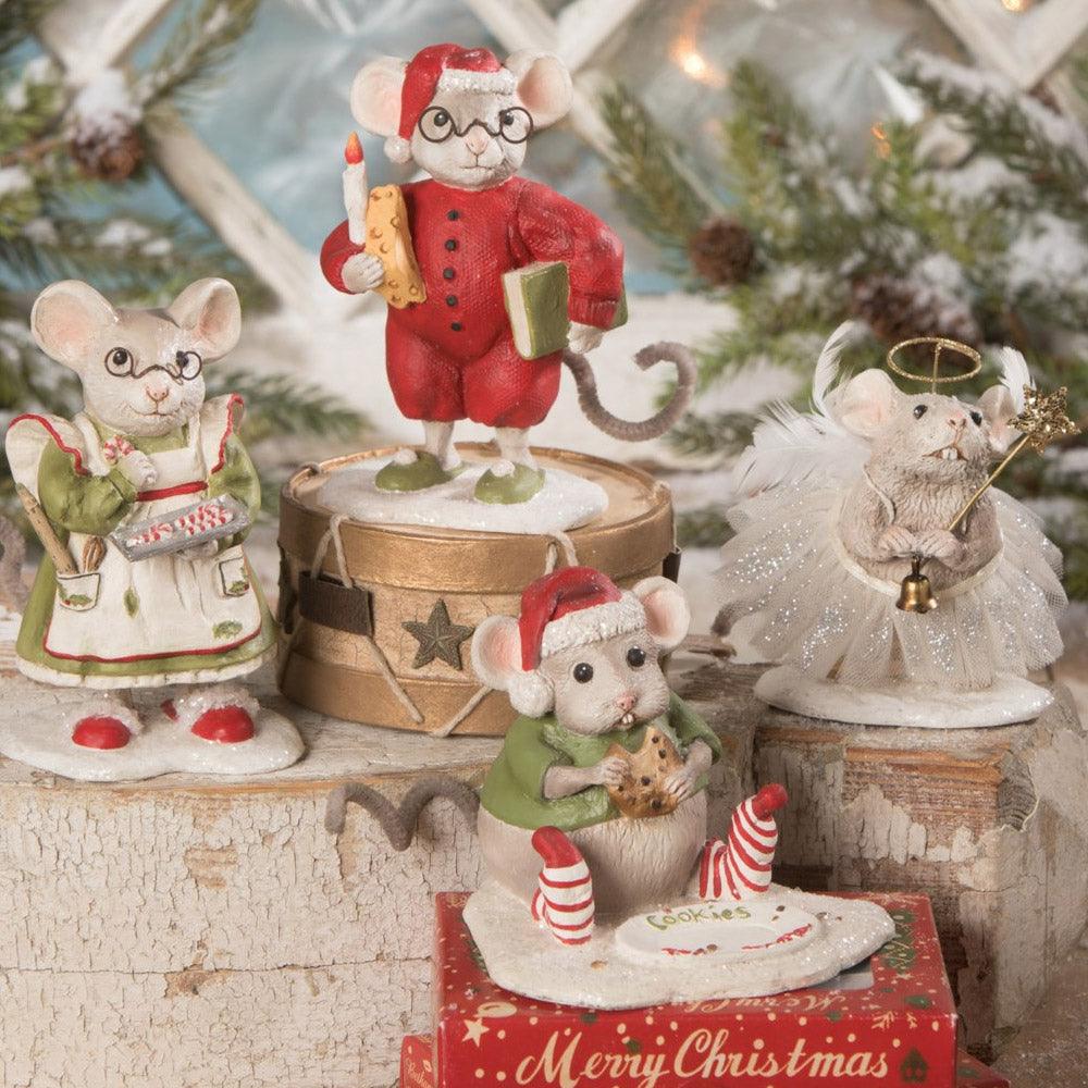 Nibbles Mouse Christmas Figurine by Bethany Lowe Designs  set