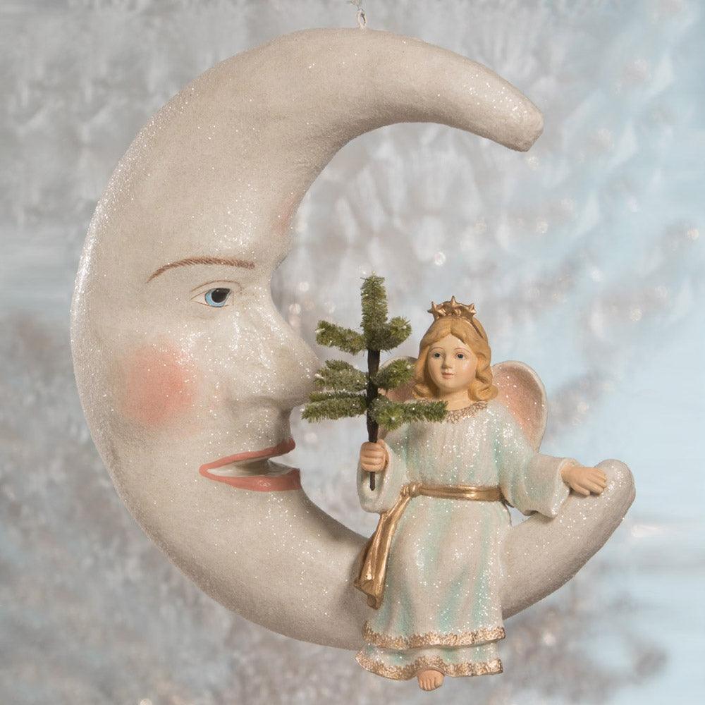 Peaceful Angel on Moon Large Ornament