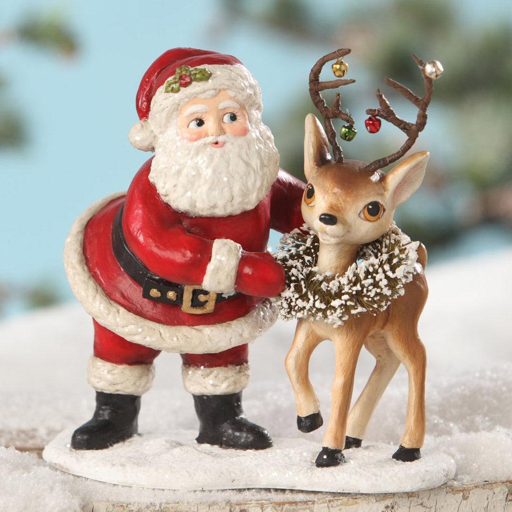 Retro Santa with Reindeer 6"