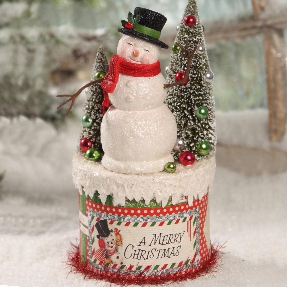 Retro Snowman on Box 8"