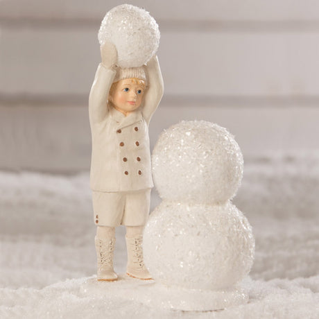 Snow Day Fun With Snowman Figurine by Bethany Lowe, Christmas and Winter Figurine and collectibles
