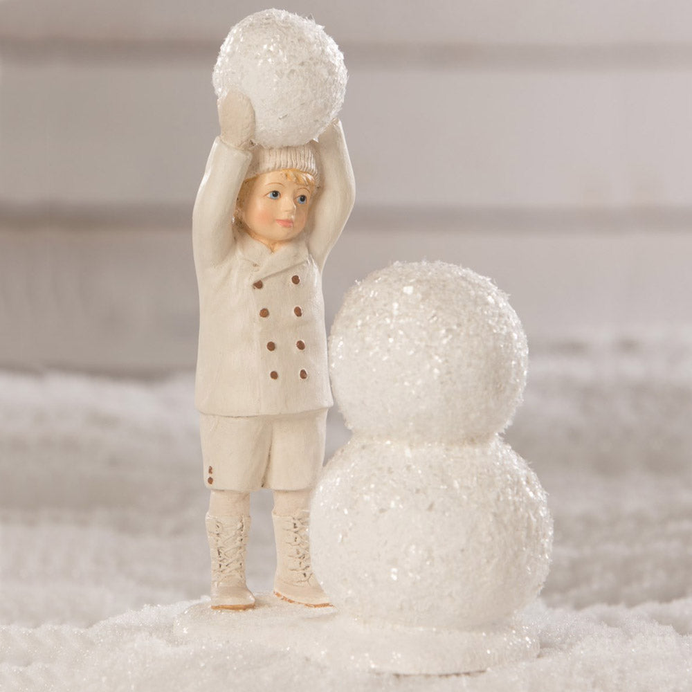 Snow Day Fun With Snowman Figurine by Bethany Lowe, Christmas and Winter Figurine and collectibles