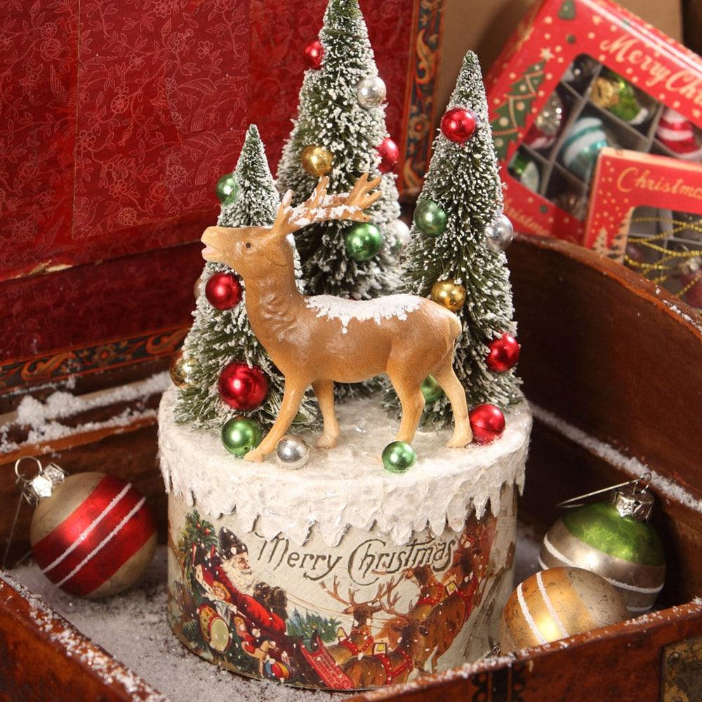 Traditional Deer Vignette on Box Christmas Decor by Bethany Lowe