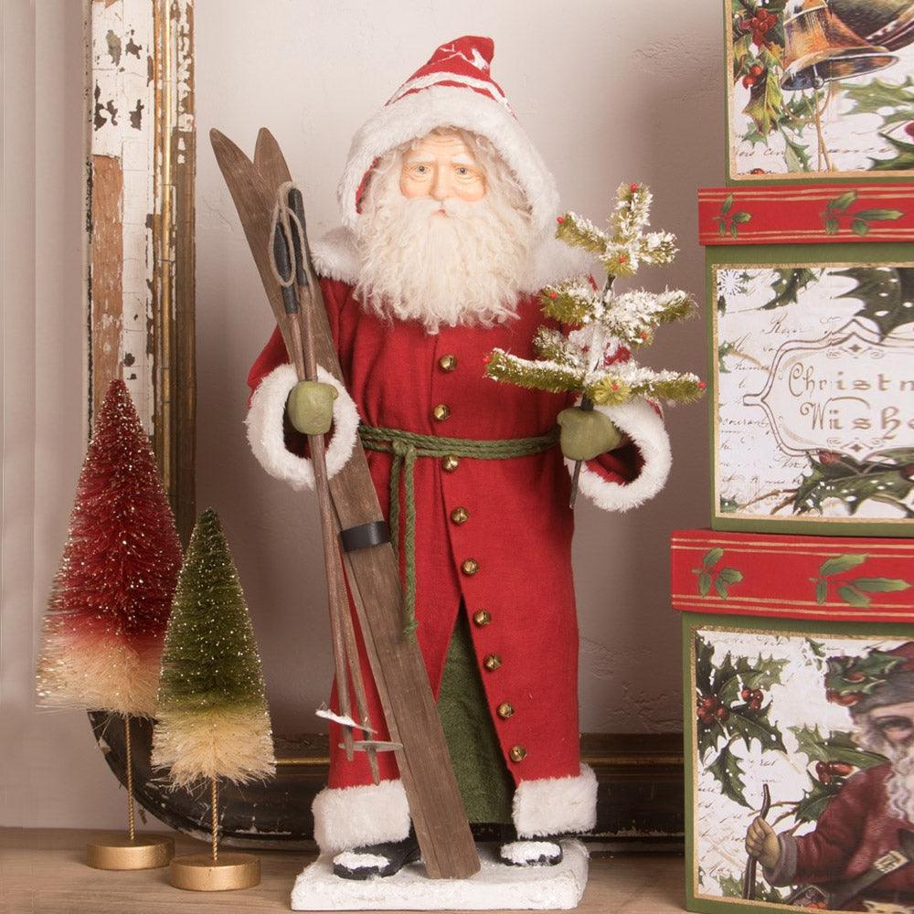 Vintage Santa with Skis