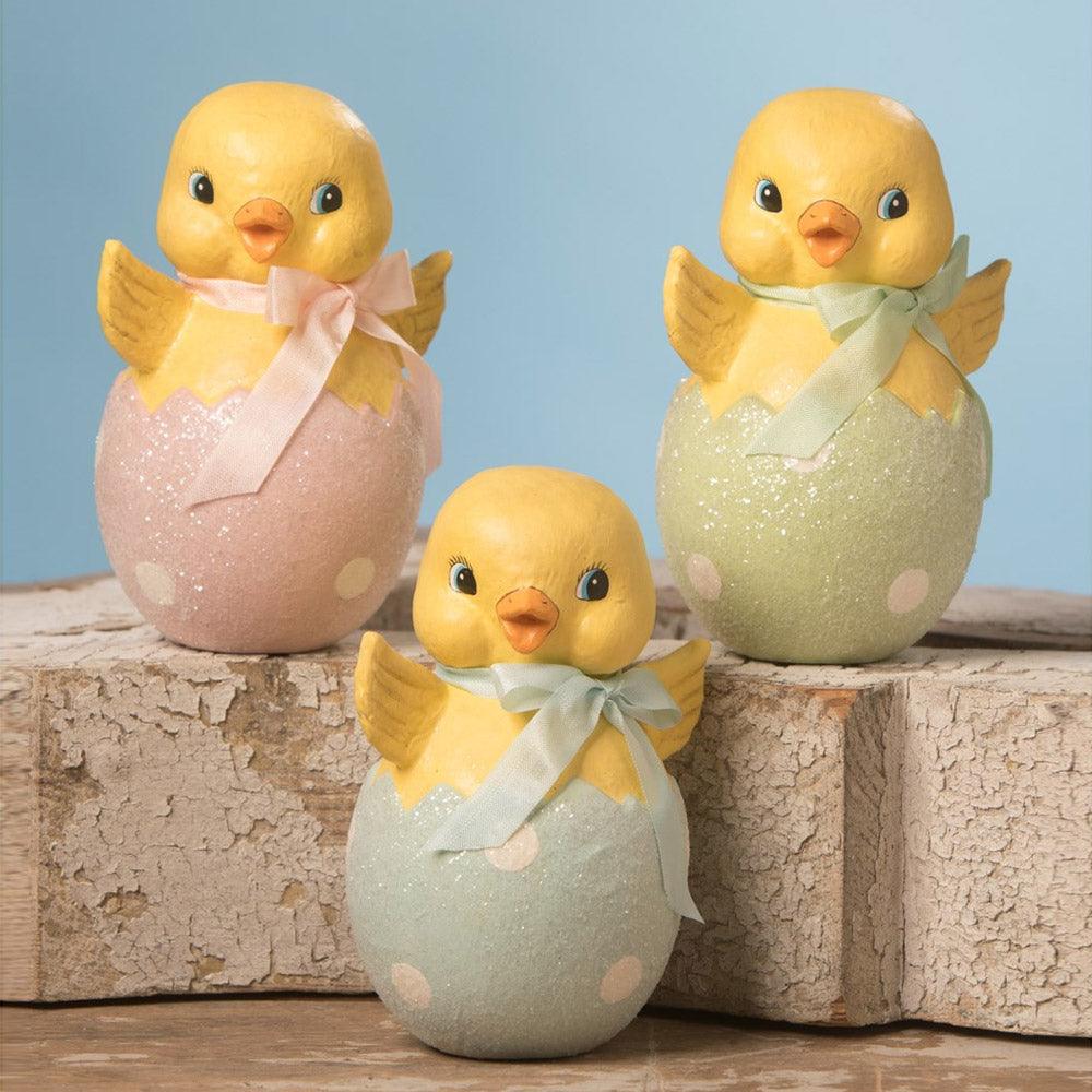 Chick in Egg Paper Mache - Set of 3