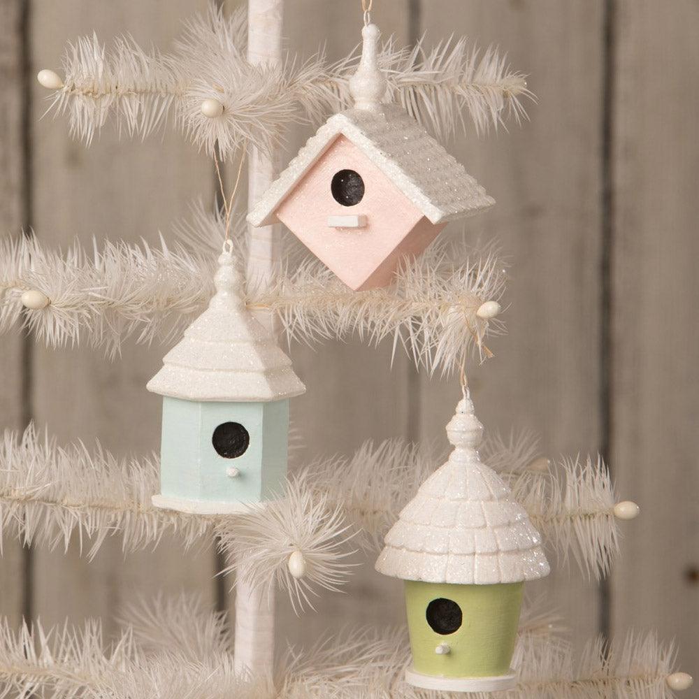 Bird House Ornament Blue by Bethany Lowe Designs  set