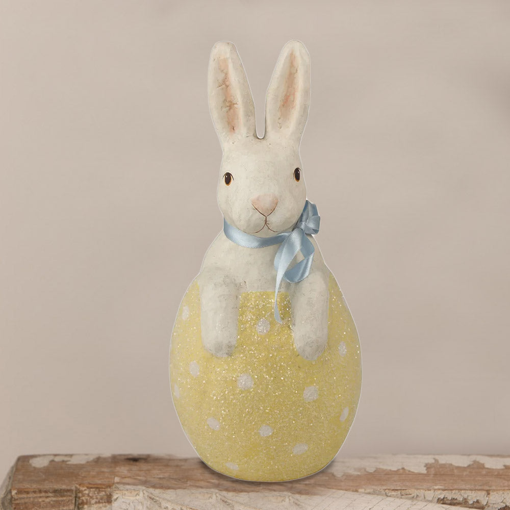 Bunny in Yellow Egg Paper Mache