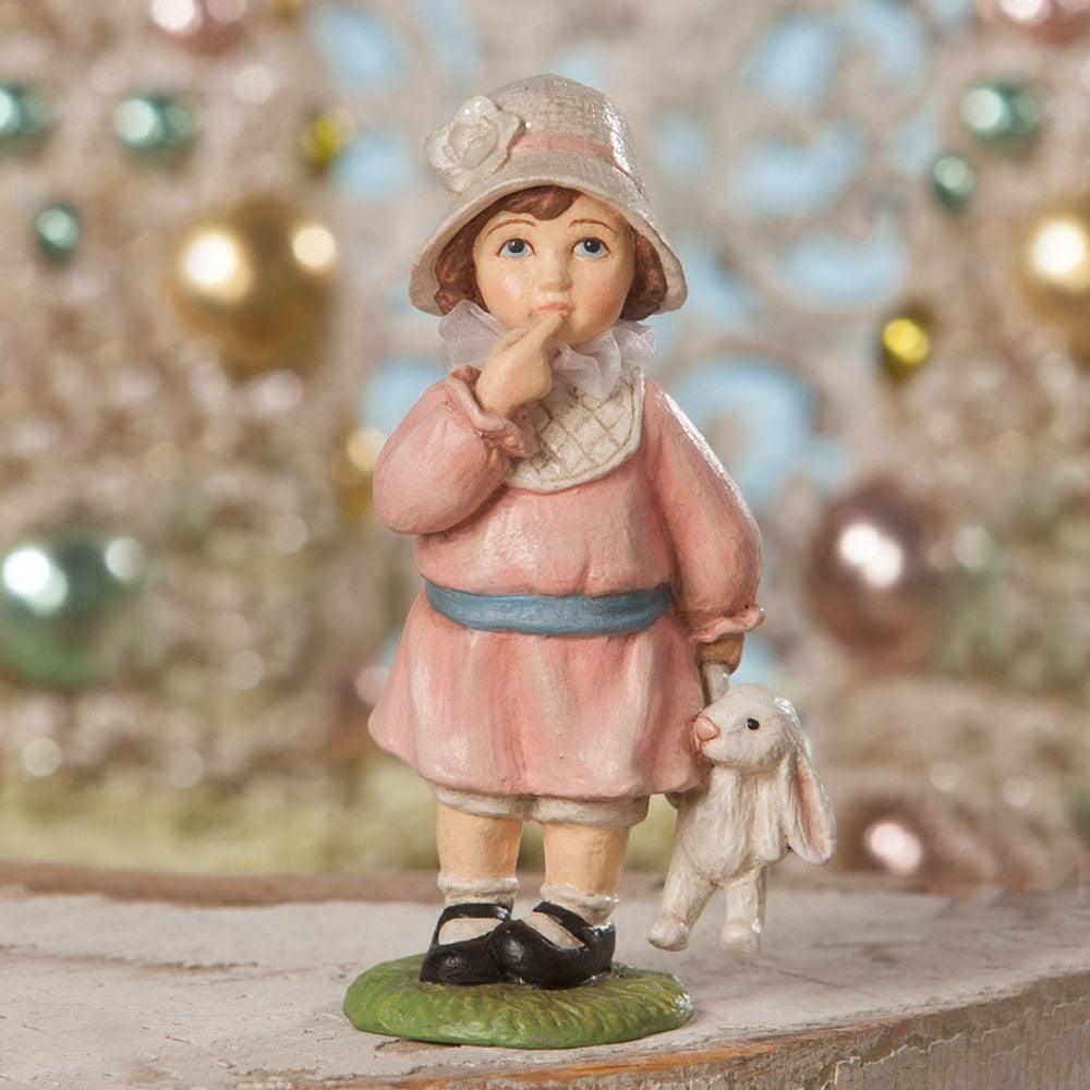 Easter Greeting Girl Easter Figurine by Bethany Lowe Designs 