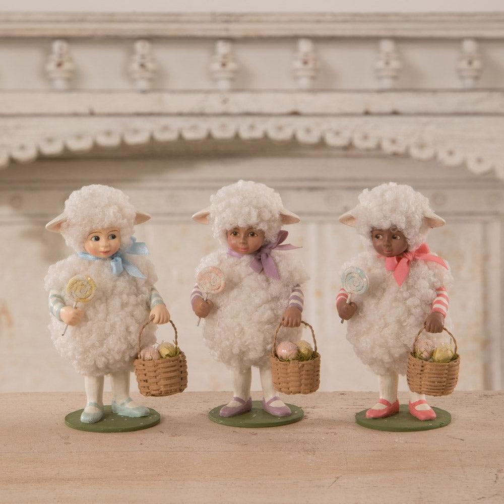 Little Lulu Lamb Easter Figurine by Bethany Lowe Designs  set