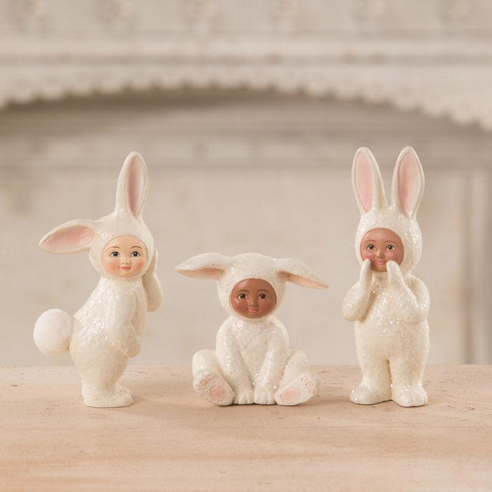 Sitting Sparkle Bunny Easter Figurine by Bethany Lowe Designs  set