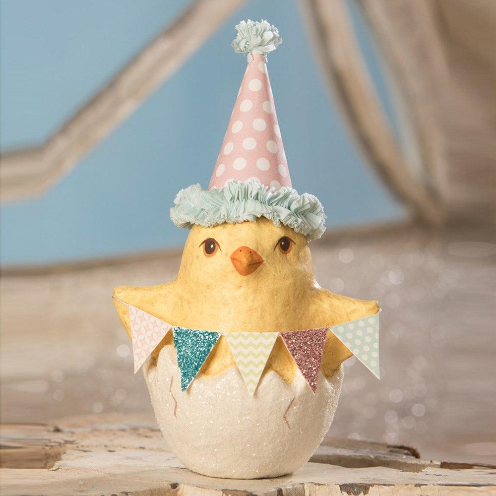 Spring Party Chick in Egg Small Paper Mache