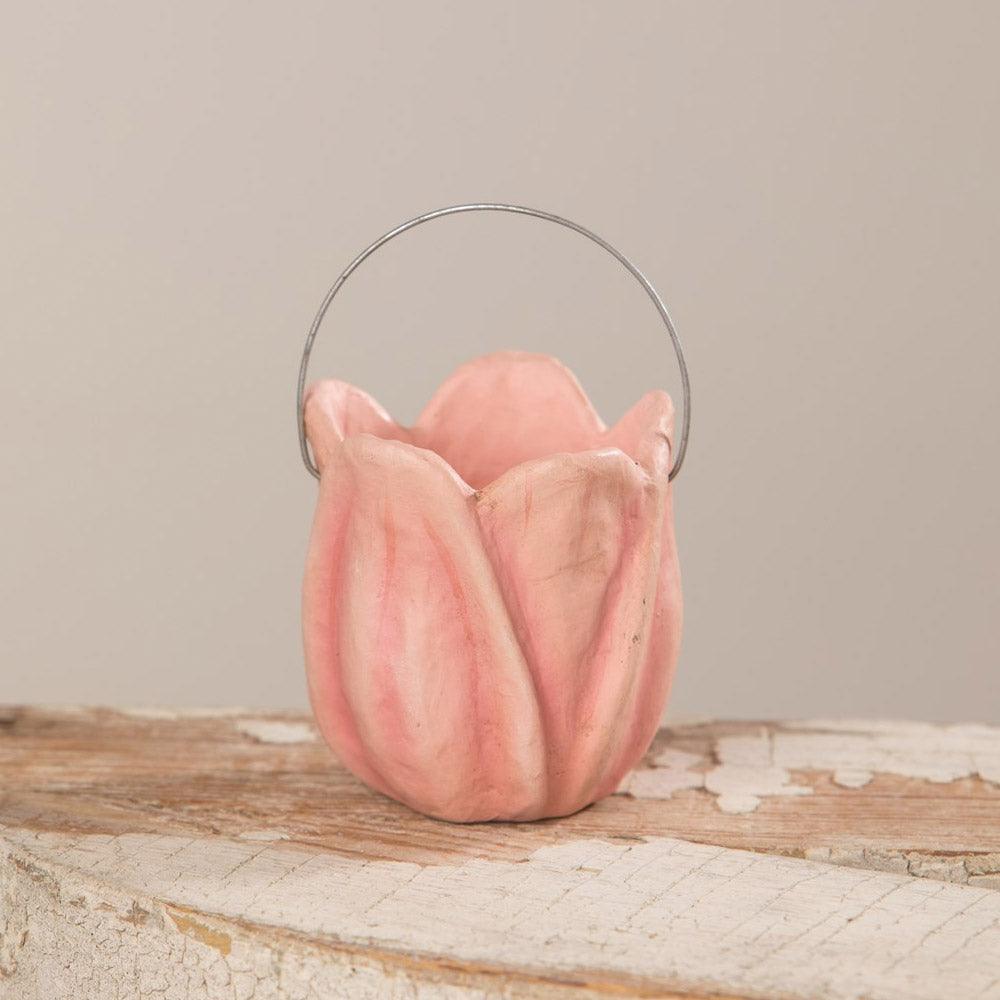 Tulip Bucket Pink Paper Mache