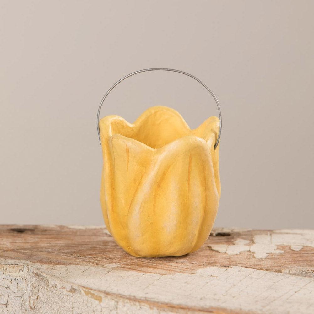Tulip Bucket Yellow Paper Mache