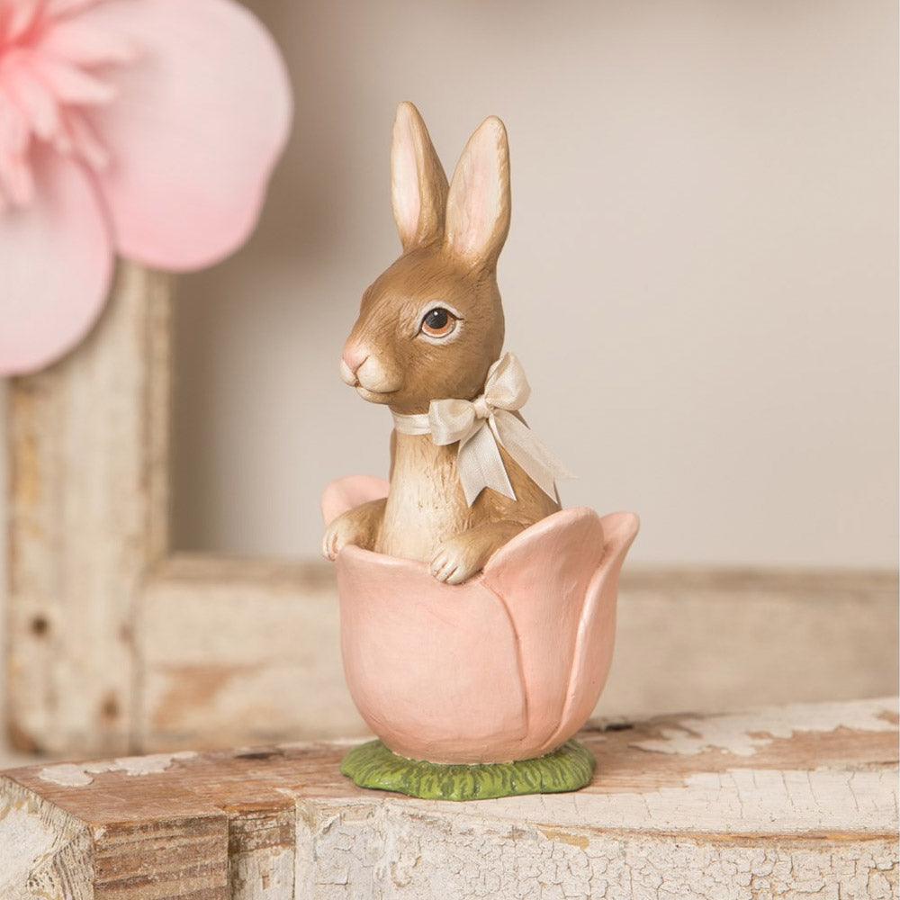 Tulip Bunny Easter Figurine by Bethany Lowe Designs  front