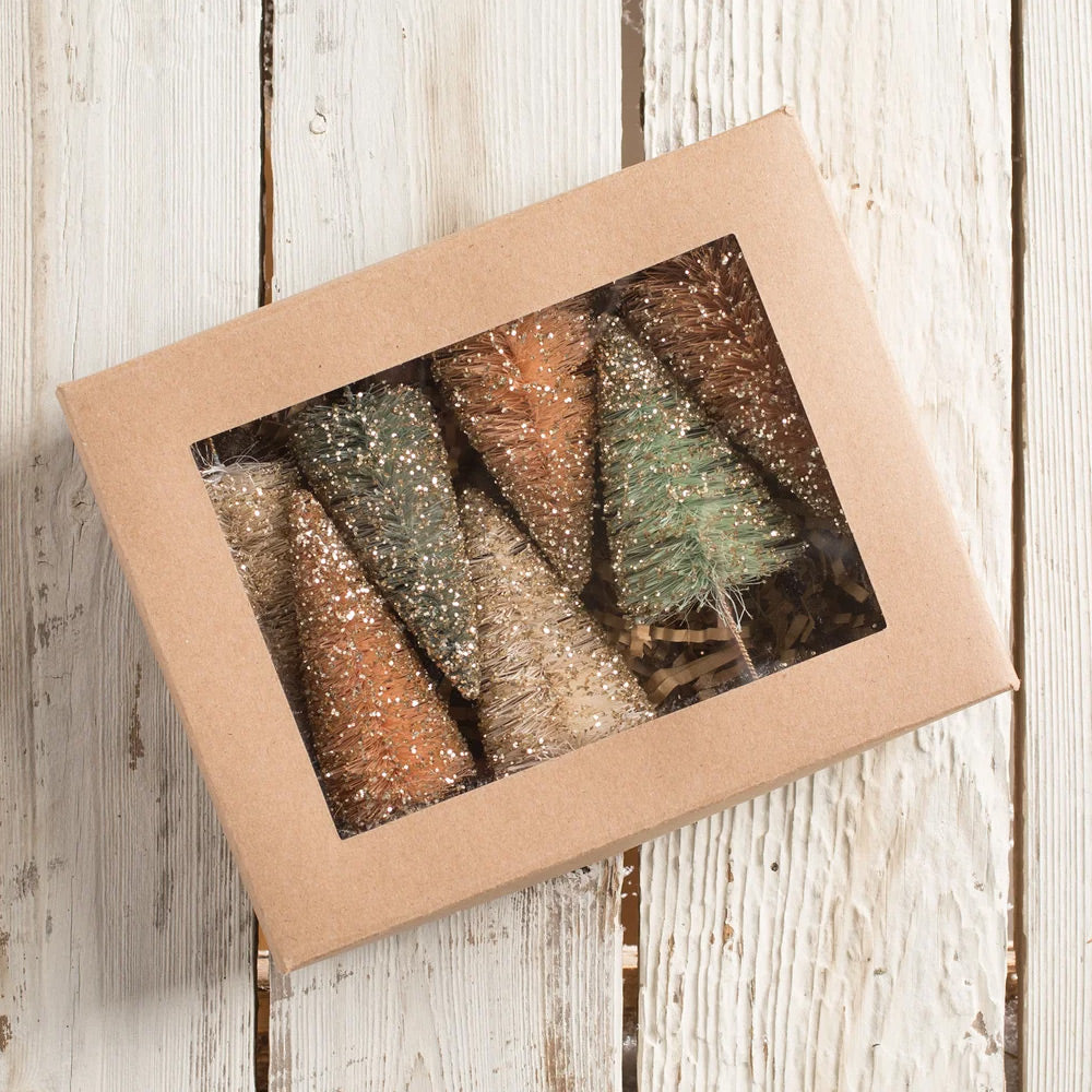 Fall in Love Mini Bottle Brush Trees in Box - Set of 7 by Bethany Lowe