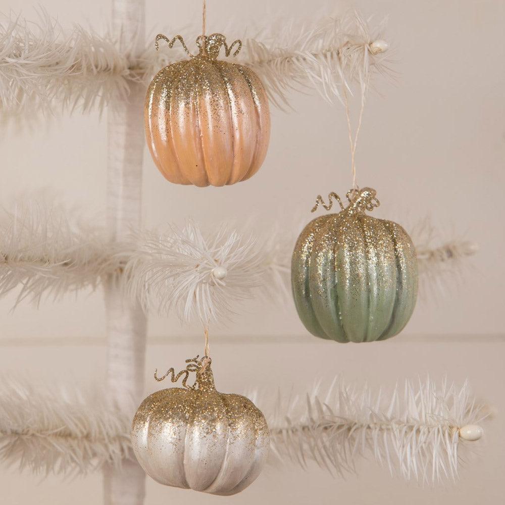 Elegant Colorful Pumpkin Ornament - Set of 3 by Bethany Lowe Designs 