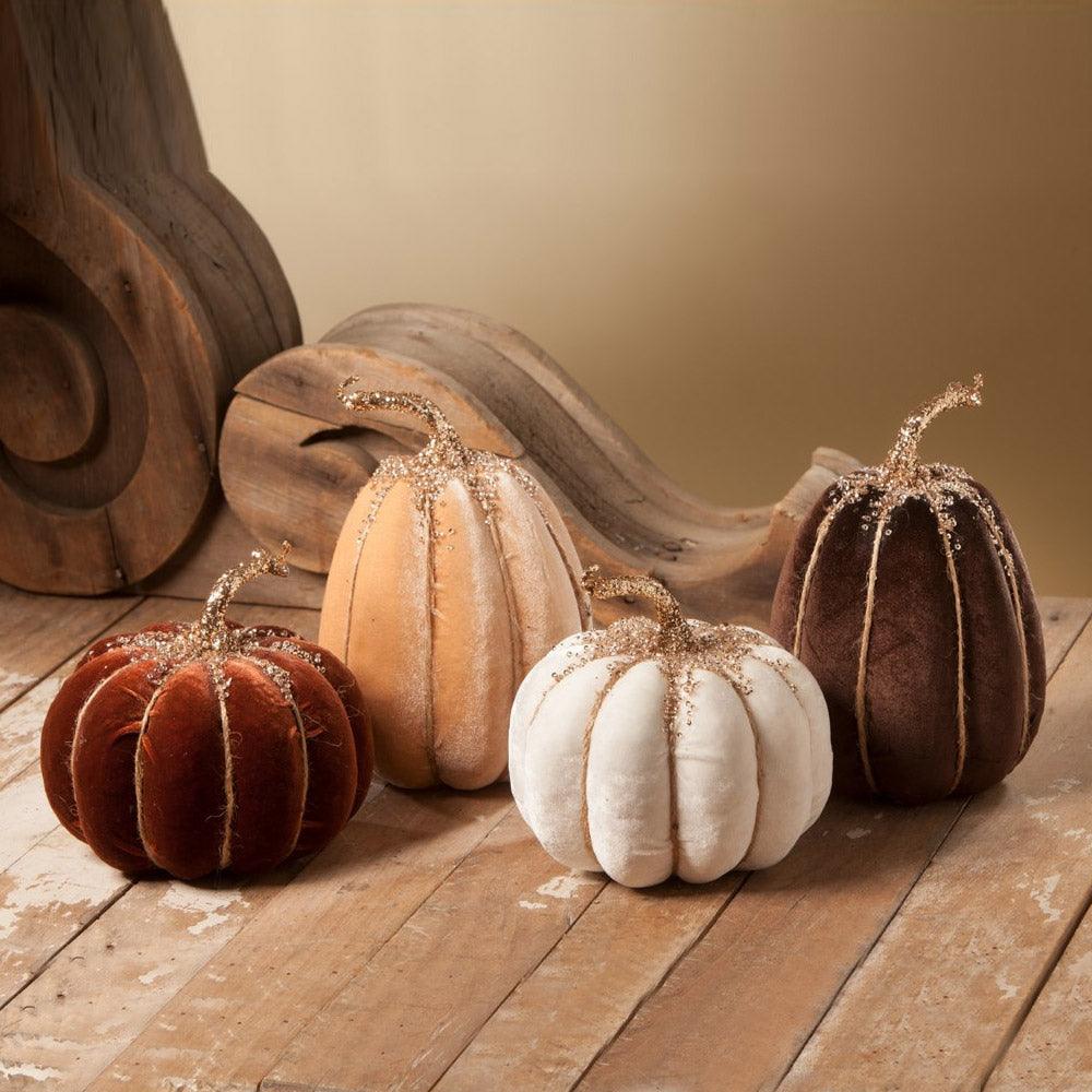 Elegant Fall Velvet Pumpkin - Set of 4