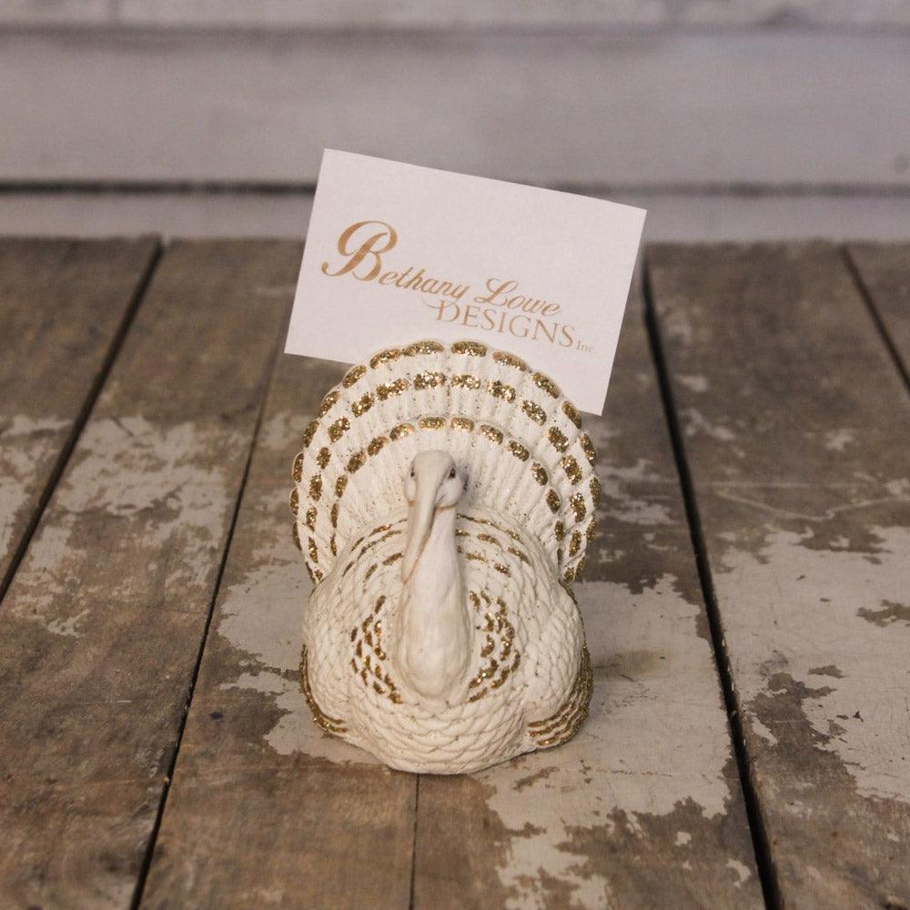 Romantic White Turkey Place Card Holder by Bethany Lowe Designs  front 2