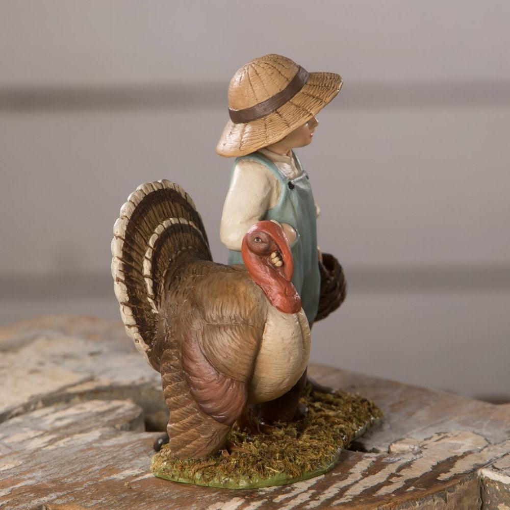Timmy Turkey Feeder Fall Figurine by Bethany Lowe side