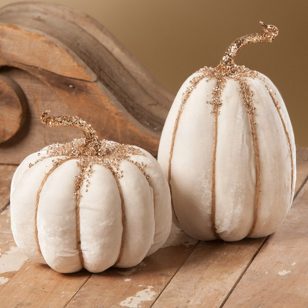 White Velvet Pumpkin - Set of 2
