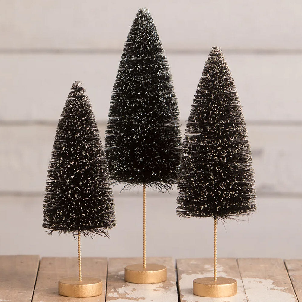 Back to Black Halloween Bottle Brush Trees by Bethany Lowe Designs