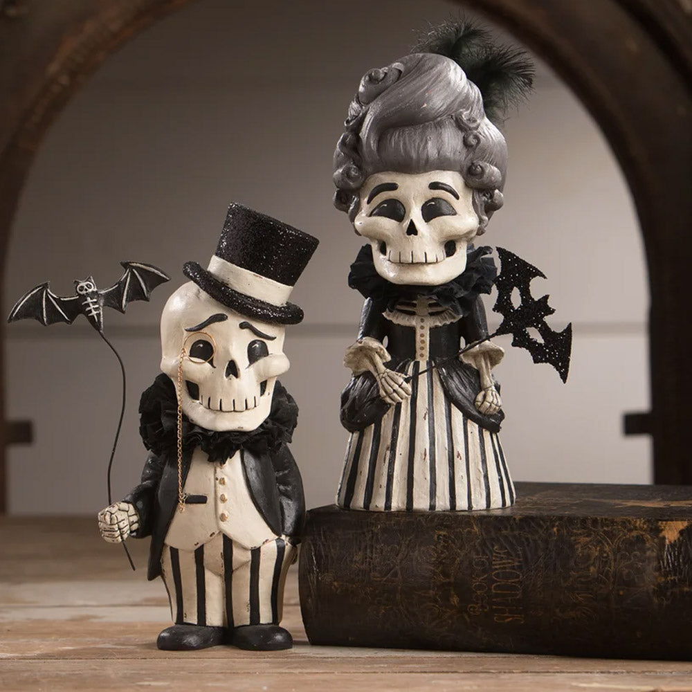 Dapper Desmond Skelly Halloween Figurine by Bethany Lowe couple