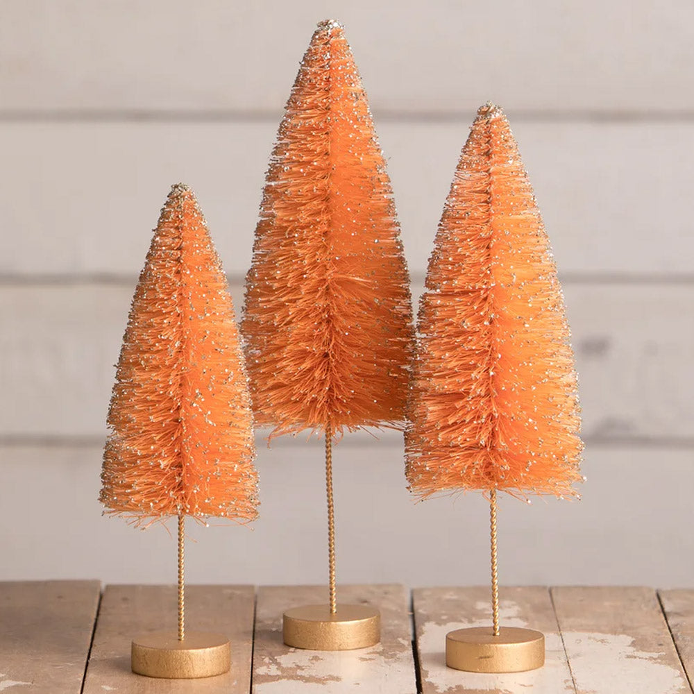 Electric Orange Halloween Bottle Brush Trees by Bethany Lowe Designs